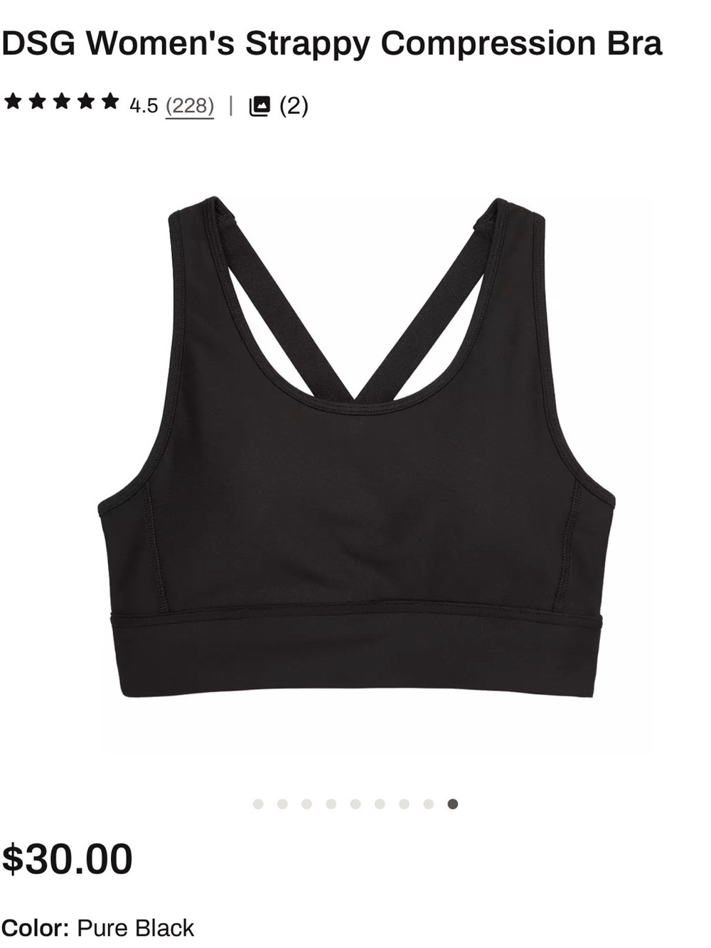 DSG Women's Strappy Compression Sports Bra - Black